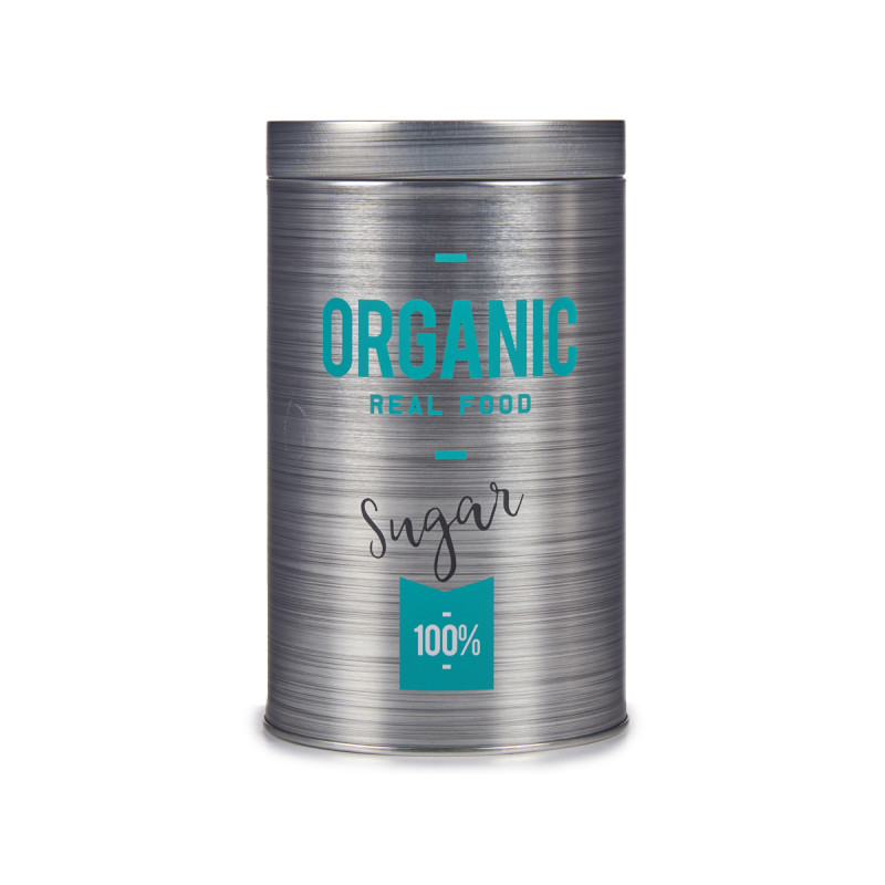 ROUND TIN SUGAR ORGANIC CAN 