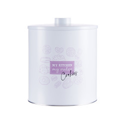 WHITE ROUND TIN COOKIES CAN 