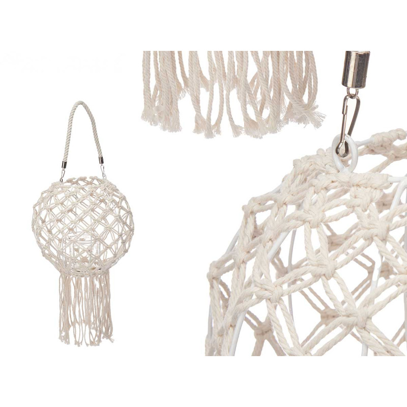 PORTACANDELA MANICO MACRAME ROMBI