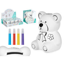 MEALHEIRO URSO CÉRAMIQUE COM 4 CANETAS DE FILT