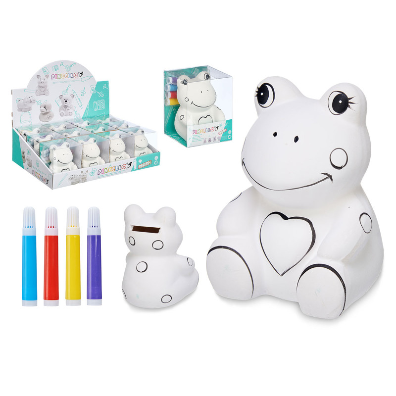 FROG MONEYBOX CERAMICS WITH 4 FELT-TIPPED PEN