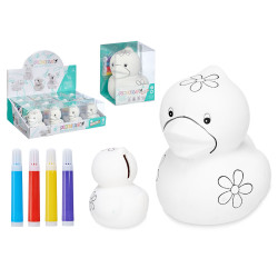 DUCK MONEYBOX CERAMICS WITH 4 FELT-TIPPED PEN