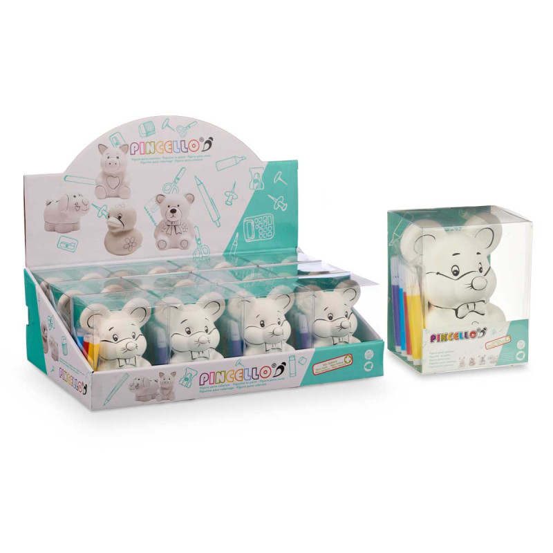 MOUSE MONEYBOX CERAMICS WITH 4 FELT-TIPPED PE