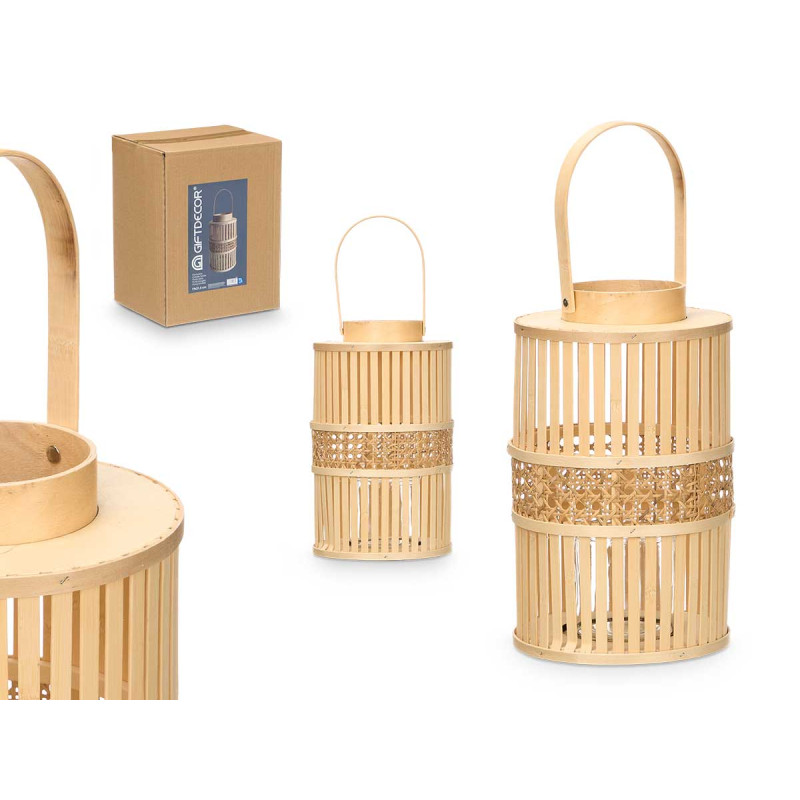 NATURAL BAMBOU CANDLE LANTERN LARGE