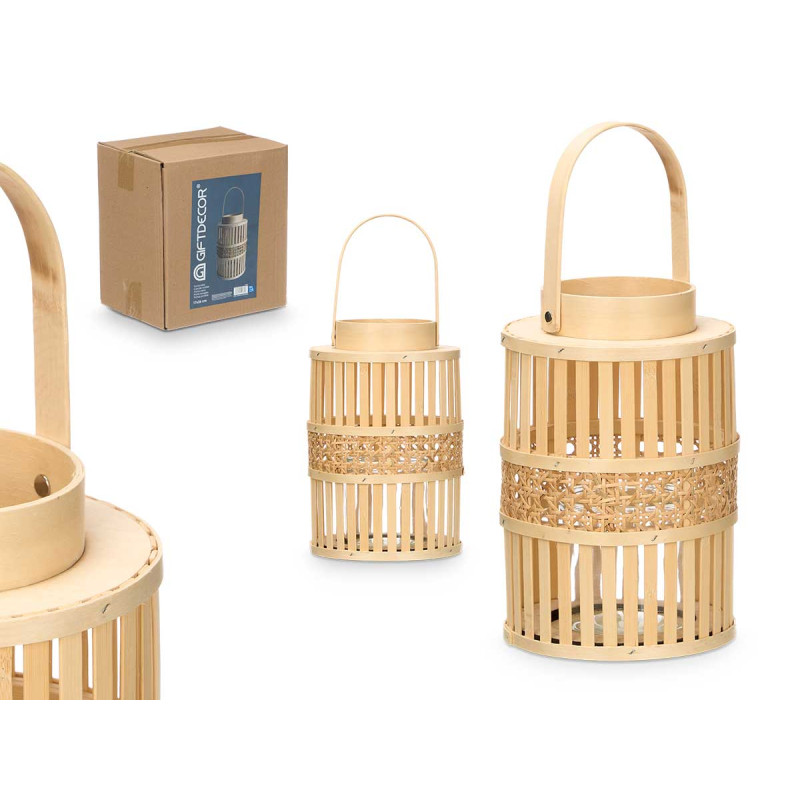 NATURAL BAMBOU CANDLE LANTERN M EDIUM