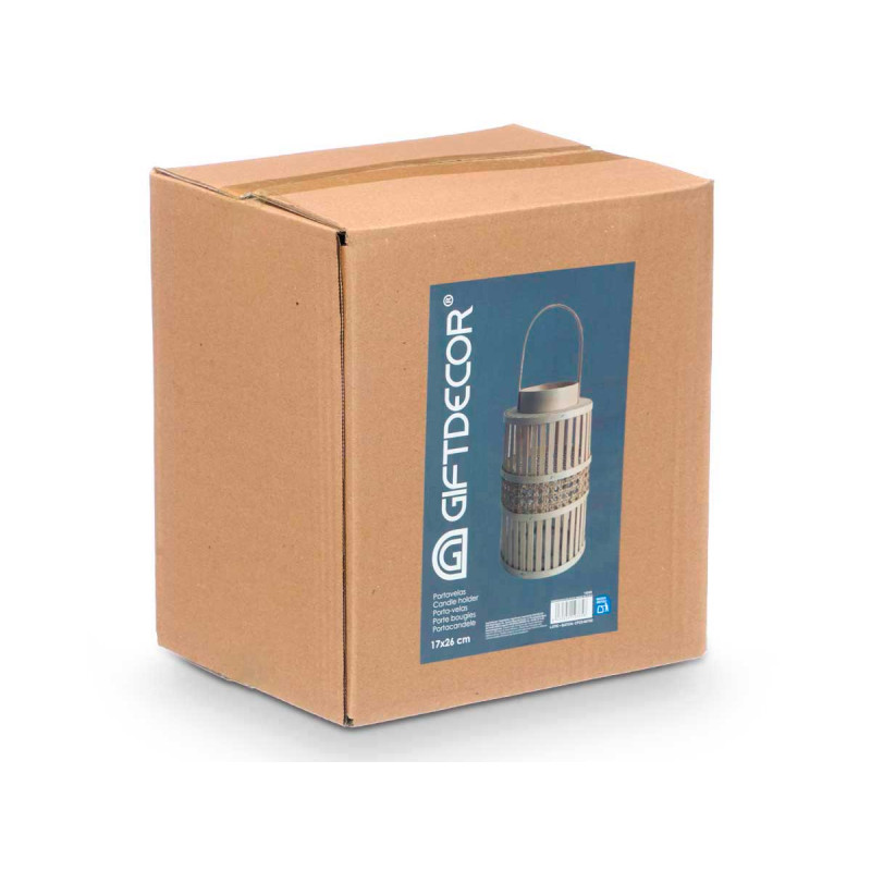 NATURAL BAMBOU CANDLE LANTERN M EDIUM