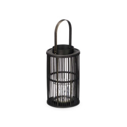 LANTERNE BOUGIE BAMBOU NOIR GRAND