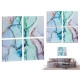 SET 4 TOILE MARBRE BLEU 35X35CM 