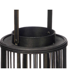 LANTERNA DECORATIVA BAMBU PRETA VELA GRD