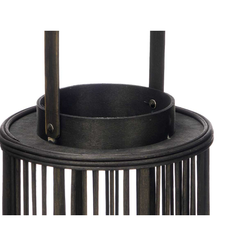 LANTERNE BOUGIE BAMBOU NOIR GRAND