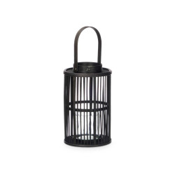 LANTERNE BOUGIE BAMBOU NOIR MOYEN