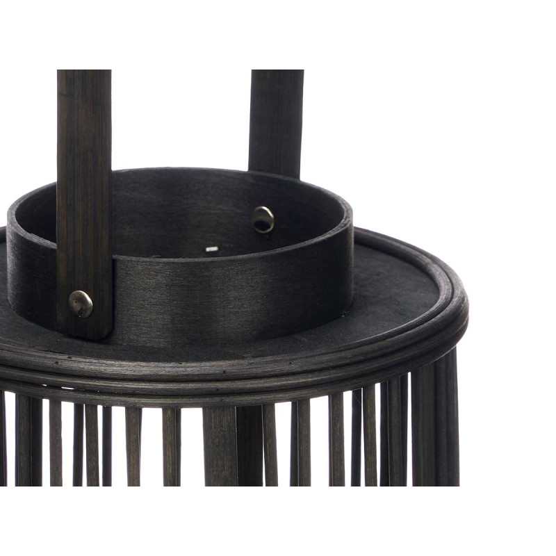 BLACK BAMBOU CANDLE LANTERN LARGE