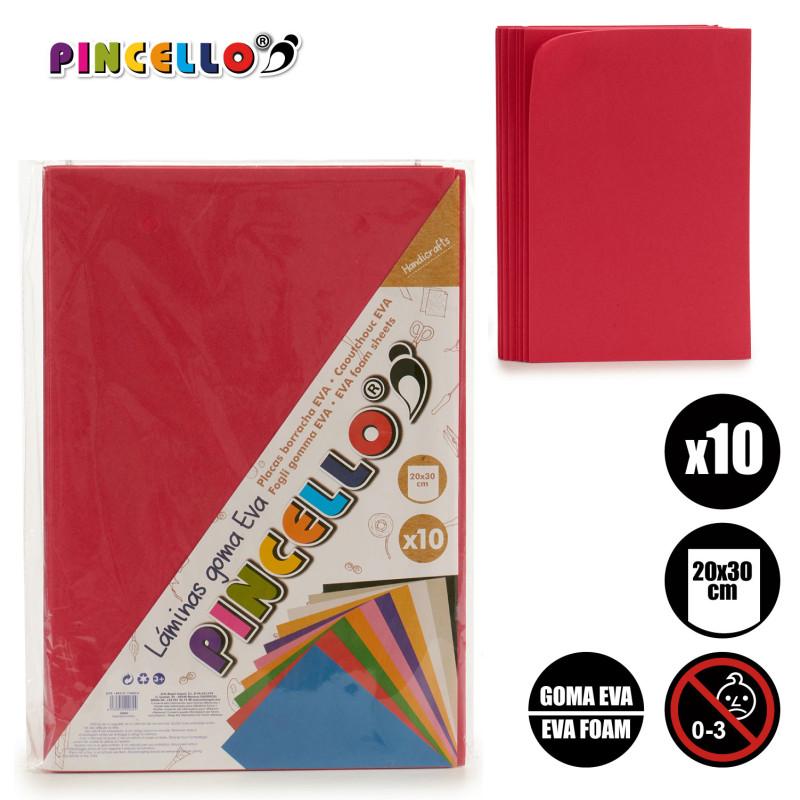 SET 10 EVA FOAM SHEET RED 20X30CM