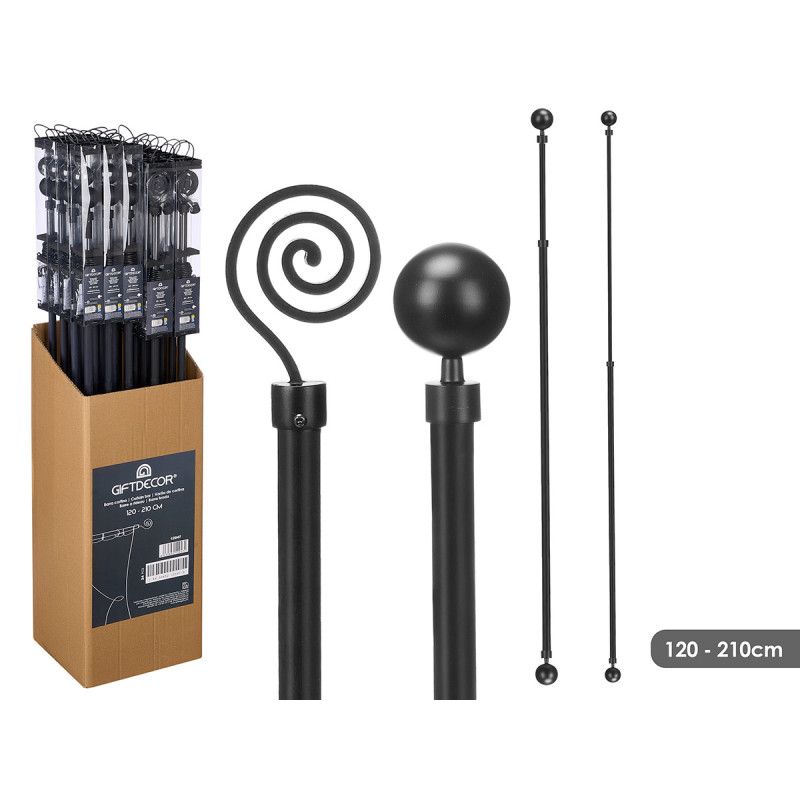 CURTAIN ROD SURT 2 120 X 210CM BLACK