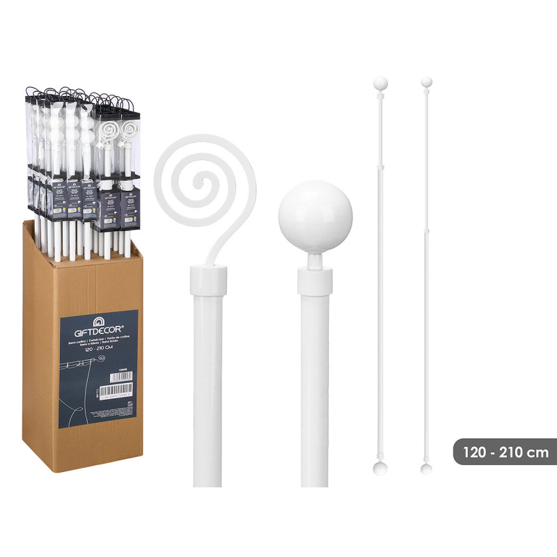 CURTAIN ROD SURT 2 120 X 210CM WHITE