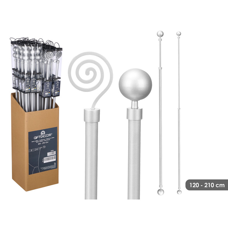 CURTAIN ROD SURT 2 120 X 210CM SILVER