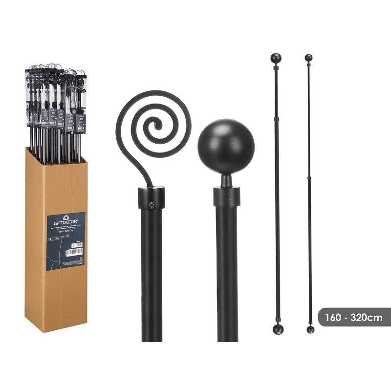 CURTAIN ROD SURT 2 160 X 320CM BLACK