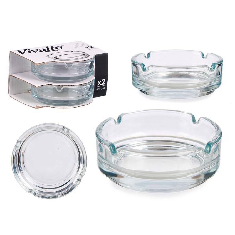 SET 2 CENICERO VIDRIO 9CM