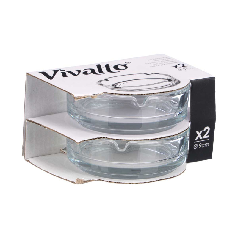 SET 2 CENICERO VIDRIO 9CM