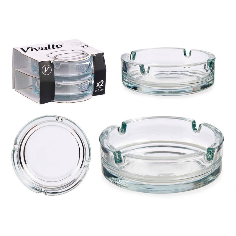 SET 2 CENICERO VIDRIO GRANDE 10,5CM