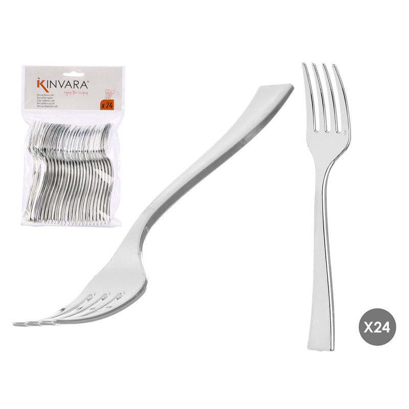 SET 24 PLASTIC SILVER COFFEE SPOON