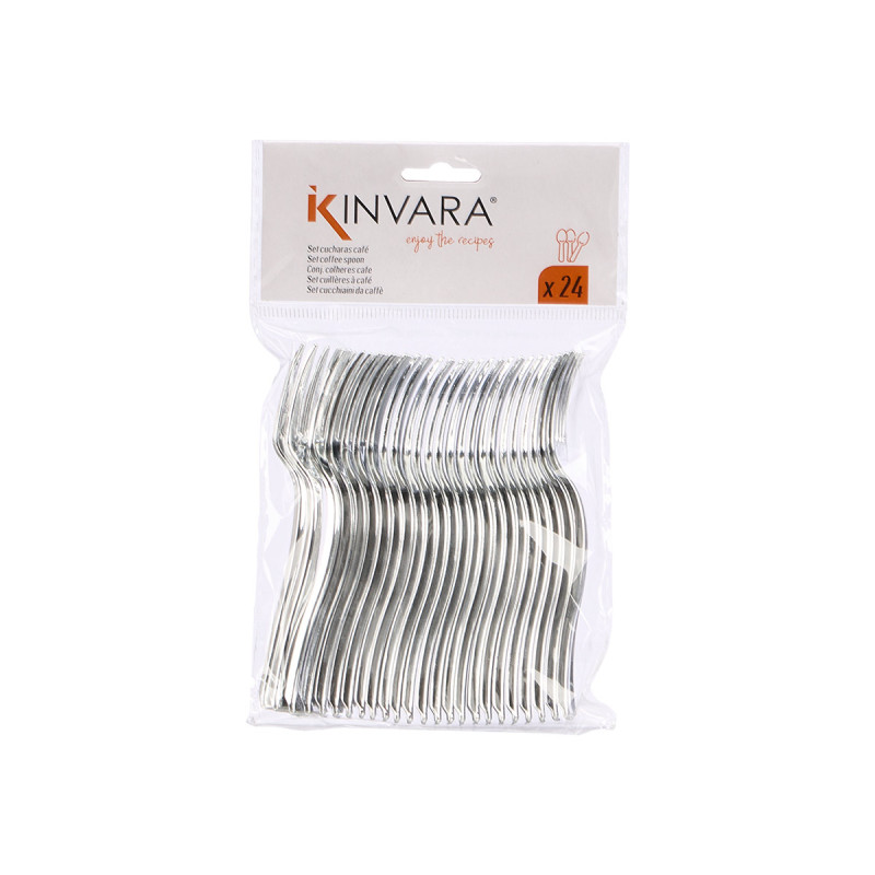 SET 24 PLASTIC SILVER COFFEE SPOON