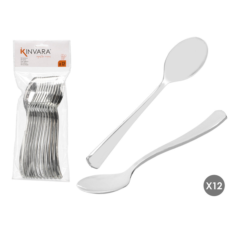 SET 12 CUCCHIAIO PLASTICA ARGENTATO