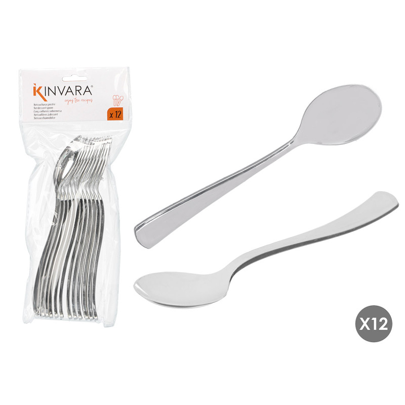 SET 12 CUCCHIAIO DOLCE PLASTIC ARGENTATO 