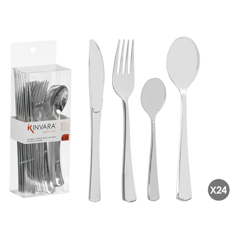 SET 24 COPERTI PLASTICA ARGENTATI