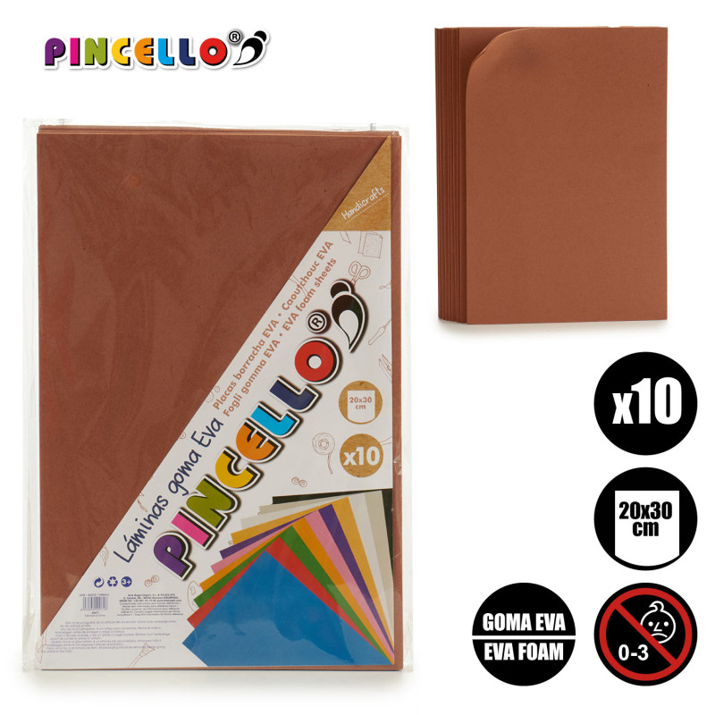 SET 10 EVA FOAM SHEET BROWN 20X30CM