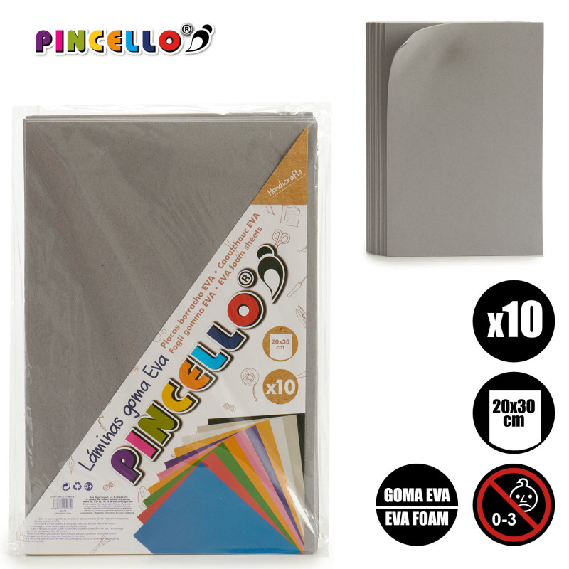 SET 10 EVA FOAM SHEET GREY 20X30CM