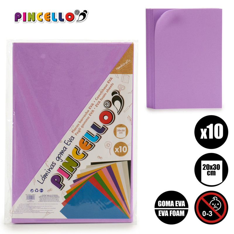 SET 10 EVA FOAM SHEET LILAC 20X30CM