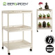 CARRO MADERA 3 ESTANTES 4 RUEDAS BLANCO