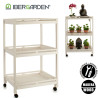 WOODEN TROLLEY 3 SHELFS 4 WHEELS WHITE