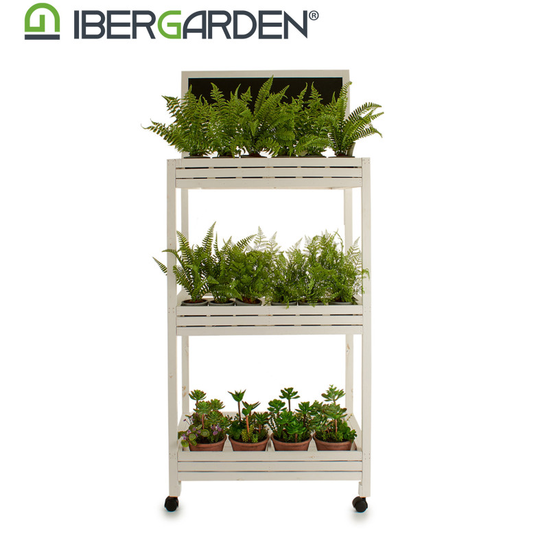 WOODEN TROLLEY 3 SHELFS SLATE WHITE