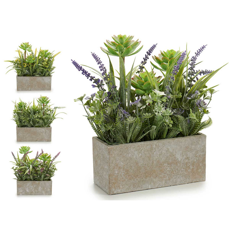 JARDIM ARTIFICIAL FLOR VASO RETANG CIMEN