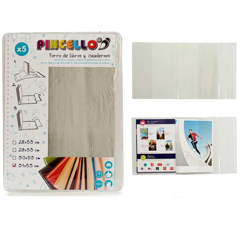 SET 5 FORRO DE LIBROS AUTOADHESI 31X53CM