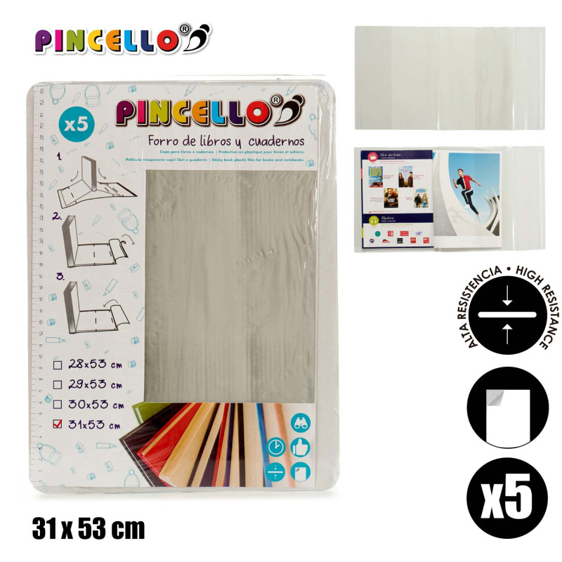 SET 5 FORRO DE LIBROS AUTOADHESI 31X53CM
