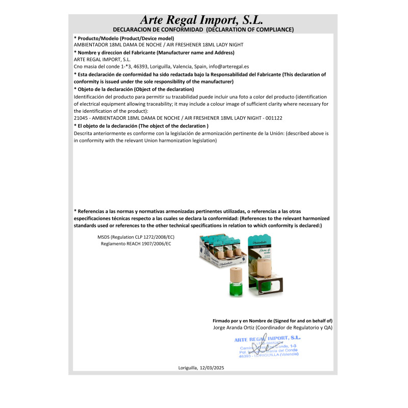 PROFUMATORE AMBIENTE 18ML DAMA DI NOTTE
