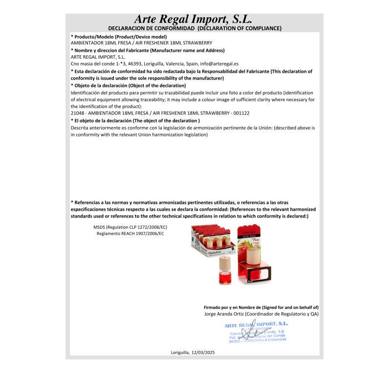 PROFUMATORE AMBIENTE 18ML FRAGOLA