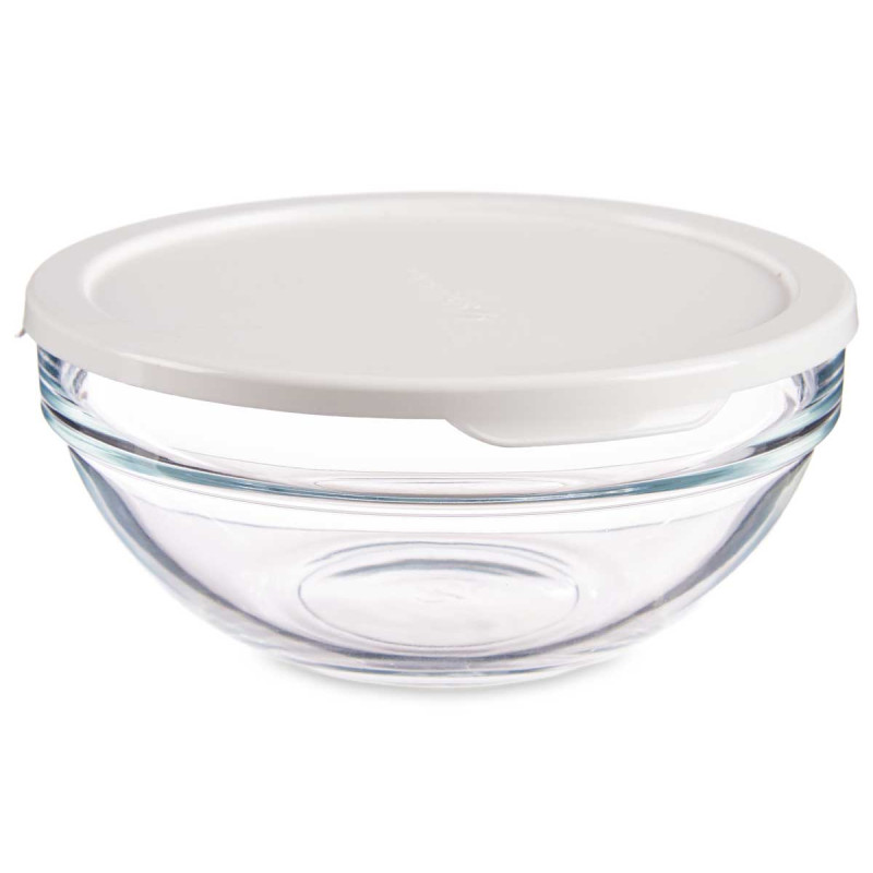 RECIPIENTE REDONDO CHEFS COM TAMPA BRANCA 595ML