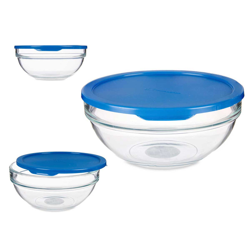 1135ML CHEFS ROUND LUNCH BOX WITH BLUE LID