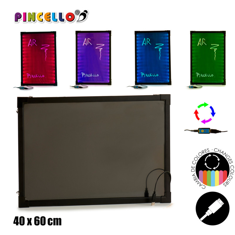 PIZARRA LUMINOSA LED NEGRA COLGAR 40X60