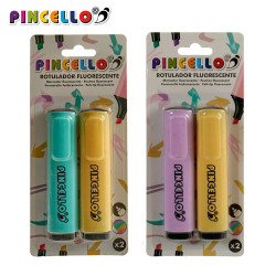SET 2 FLUORESCENT MARKERS 2 PASTEL COL