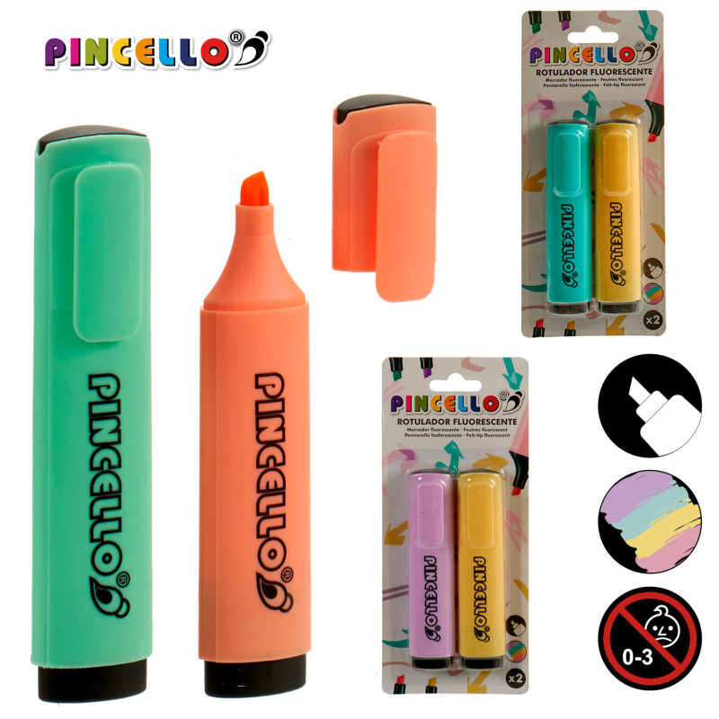 SET 2 PENNARELLI FLUO 2 COL PASTELLO
