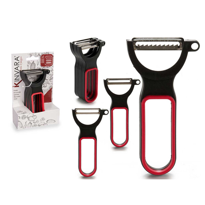 SET 3 PELA PATATE PLASTICA NERO ROSSO