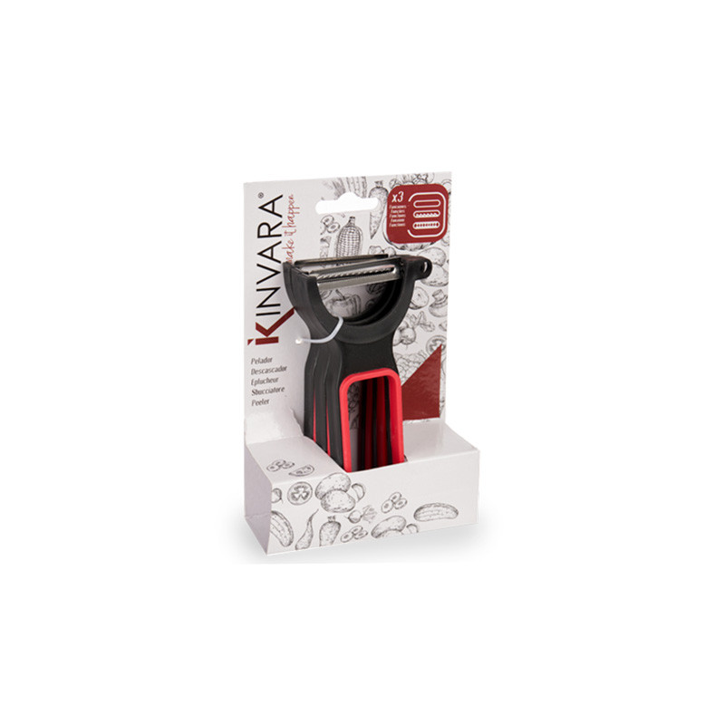 SET 3 PELA PATATE PLASTICA NERO ROSSO