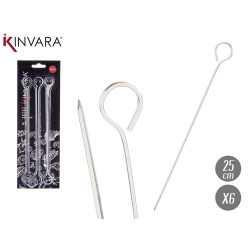 SET 6 PINCHOS BROCHETA METAL 25CM