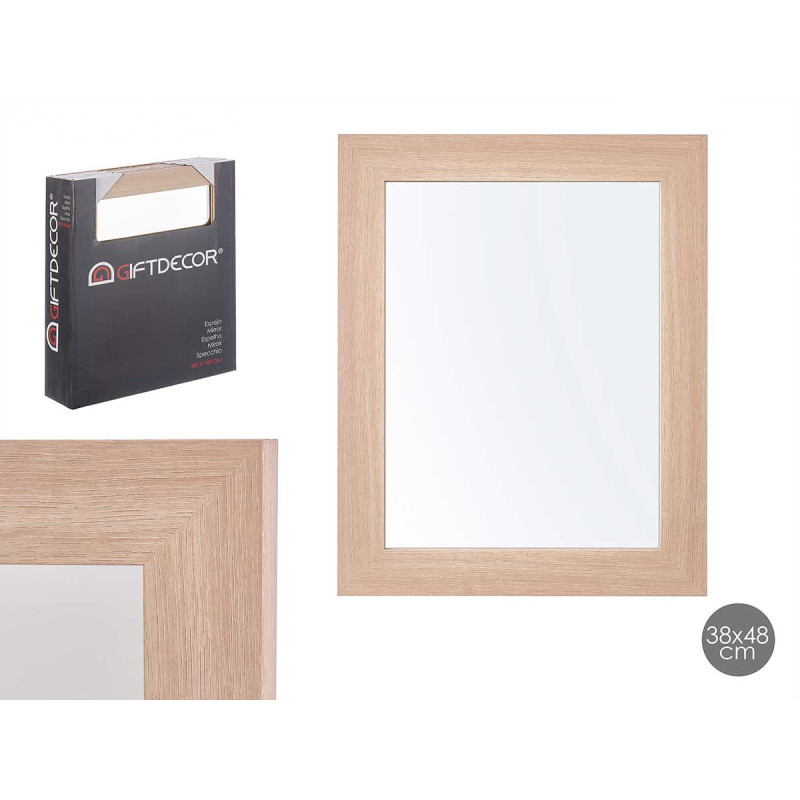 MIROIR 48X38 CADRE MARRON NATUREL