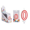 BOUGIE ANNIVERSAIRE NUM 0 BLANC BORD ROU